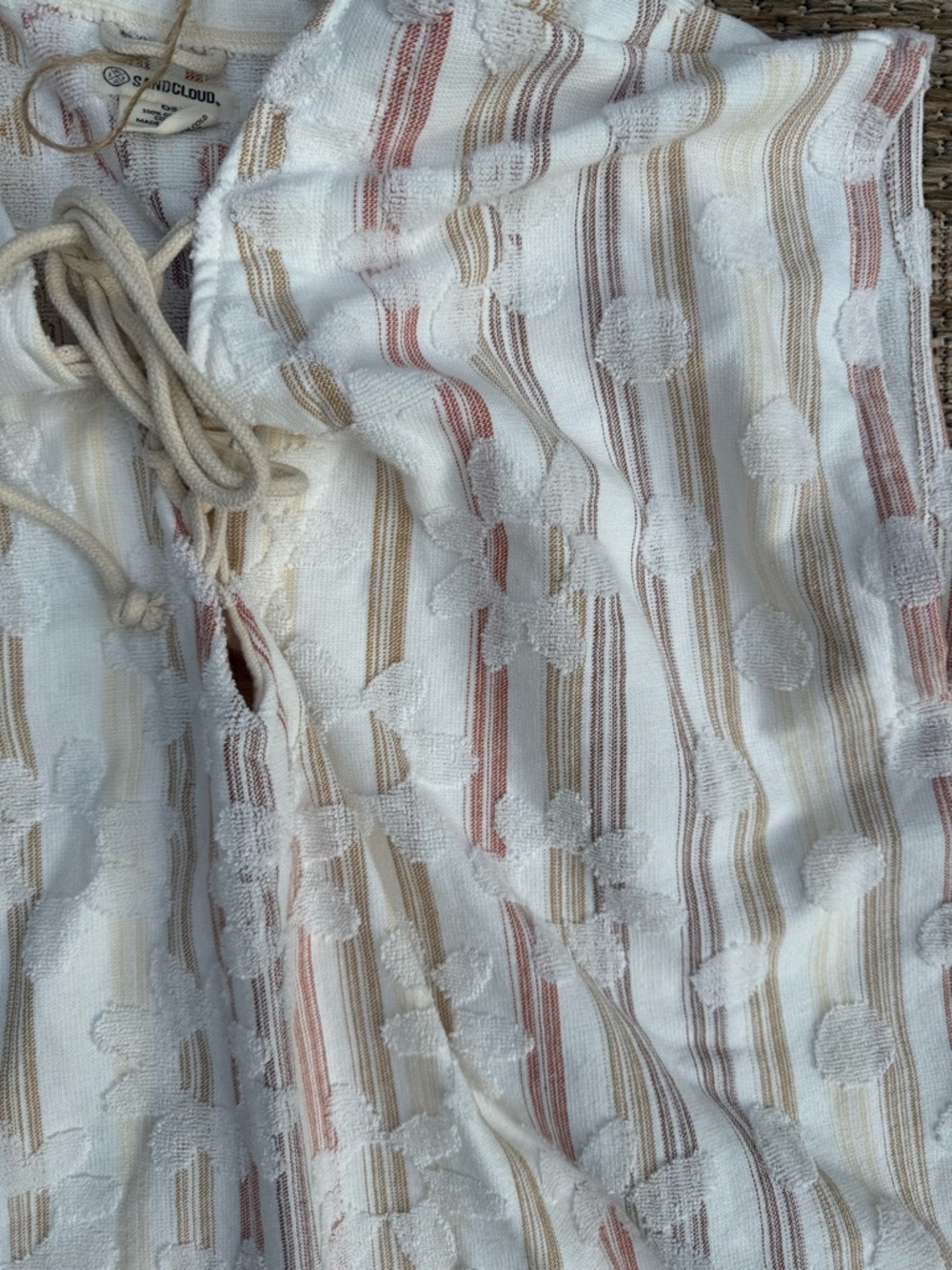 Sand Cloud Organic Cotton Striped Tie-Neck Top with Textured Dot Detail - Picture 3 of 8